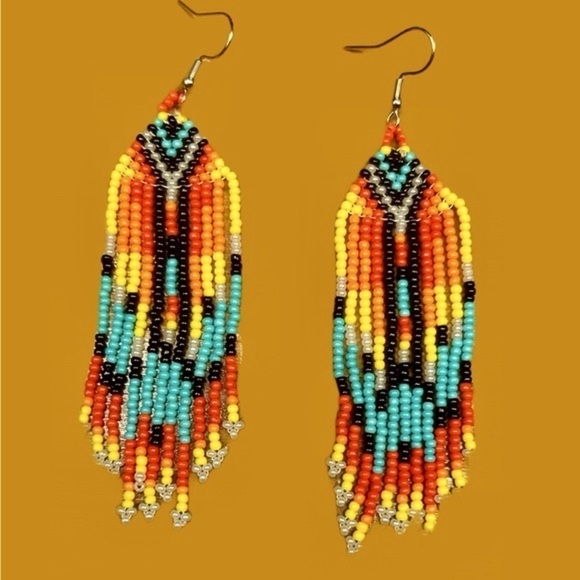 NEW Boutique Western Beaded Tassel Fishhook Fashion Earrings in Glass Rice Beads - Picture 6 of 11